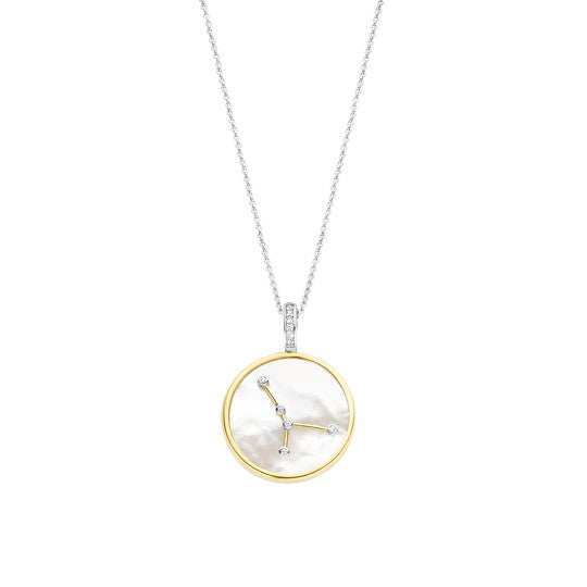 TI SENTO 18 Silver &amp; Gold Plated Mother-of-Pearl Cancer Zodiac Necklace