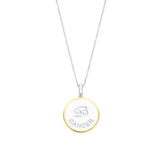 TI SENTO 18 Silver &amp; Gold Plated Mother-of-Pearl Cancer Zodiac Necklace