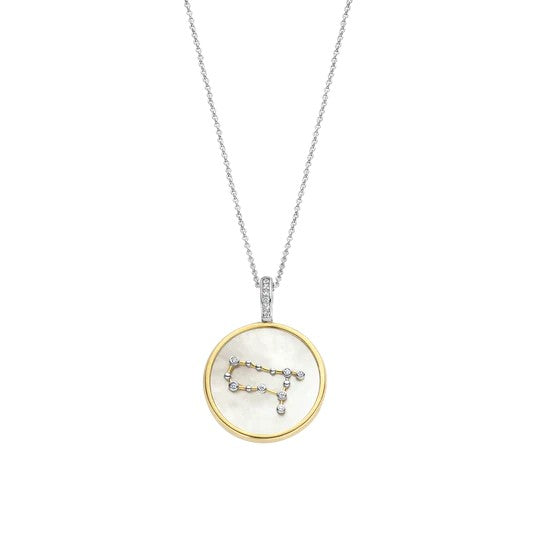TI SENTO 18 Silver &amp; Gold Plated Mother-of-Pearl Gemini Zodiac Necklace