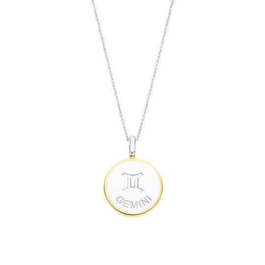 TI SENTO 18 Silver &amp; Gold Plated Mother-of-Pearl Gemini Zodiac Necklace