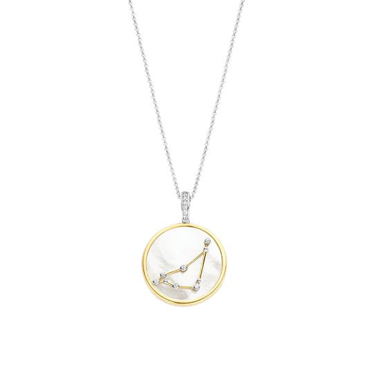 TI SENTO 18 Silver &amp; Gold Plated Mother-of-Pearl Capricorn Zodiac Necklace