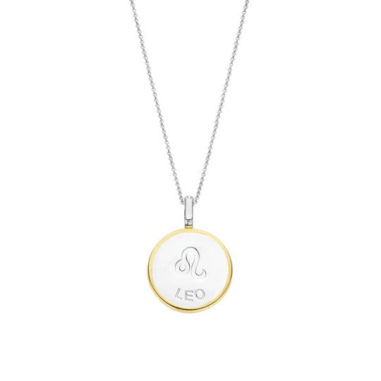 TI SENTO 18 Silver &amp; Gold Plated Mother-of-Pearl Leo Zodiac Necklace