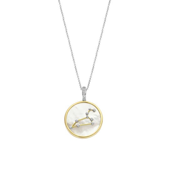 TI SENTO 18 Silver &amp; Gold Plated Mother-of-Pearl Leo Zodiac Necklace