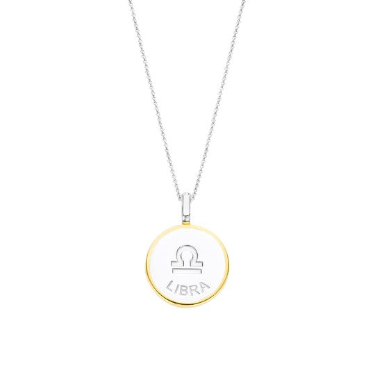TI SENTO 18 Silver &amp; Gold Plated Mother-of-Pearl Libra Zodiac Necklace