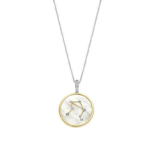 TI SENTO 18 Silver &amp; Gold Plated Mother-of-Pearl Libra Zodiac Necklace