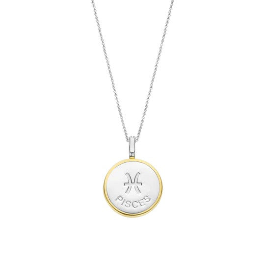 TI SENTO 18 Silver &amp; Gold Plated Mother-of-Pearl Pisces Zodiac Necklace