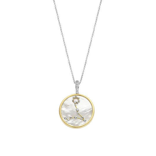 TI SENTO 18 Silver &amp; Gold Plated Mother-of-Pearl Pisces Zodiac Necklace