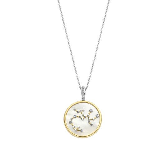 TI SENTO 18 Silver &amp; Gold Plated Mother-of-Pearl Sagittarius Zodiac Necklace