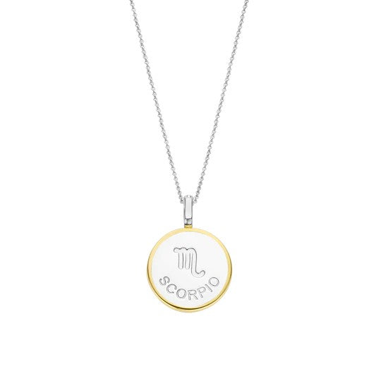 TI SENTO 18 Silver &amp; Gold Plated Mother-of-Pearl Scorpio Zodiac Necklace