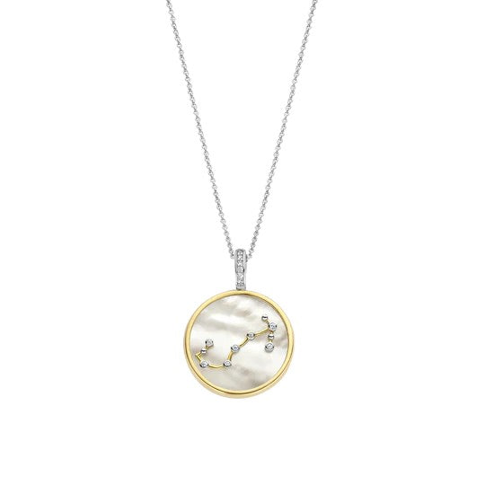 TI SENTO 18 Silver &amp; Gold Plated Mother-of-Pearl Scorpio Zodiac Necklace