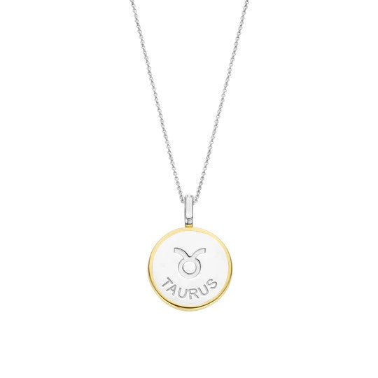 TI SENTO 18 Silver &amp; Gold Plated Mother-of-Pearl Taurus Zodiac Necklace