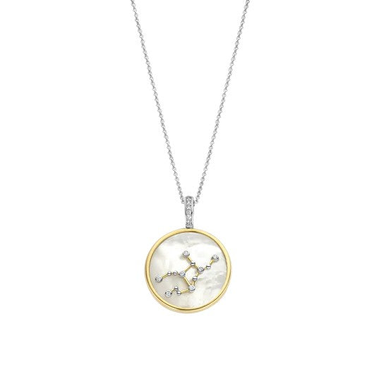 TI SENTO 18 Silver &amp; Gold Plated Mother-of-Pearl Taurus Zodiac Necklace