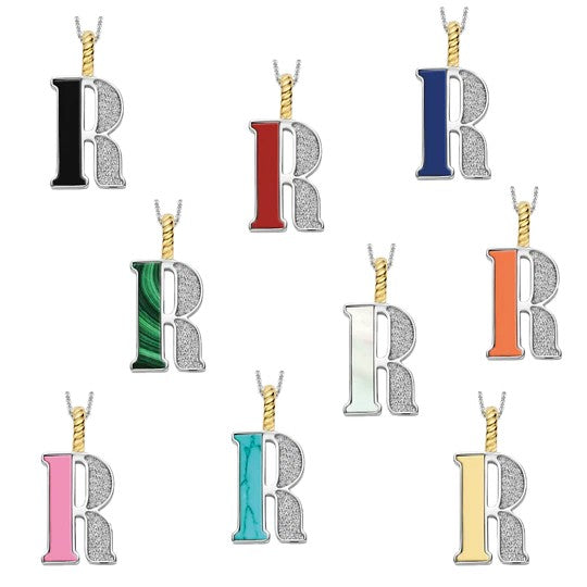 Ti Sento Sterling Silver 18 Gold Plated MOP Letter R Necklace