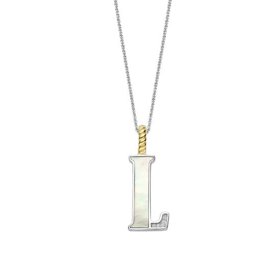 Ti Sento Sterling Silver 18 Gold Plated MOP Letter L Necklace