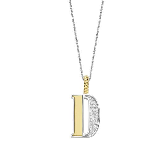 TI SENTO Sterling Silver 18 Gold Plated Letter D Necklace