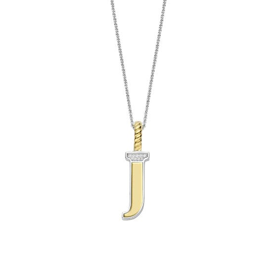 TI SENTO Sterling Silver 18 Gold Plated Letter J Necklace