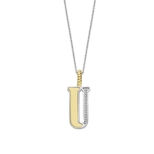 Ti Sento Sterling Silver 18 Gold Plated Letter U Necklace