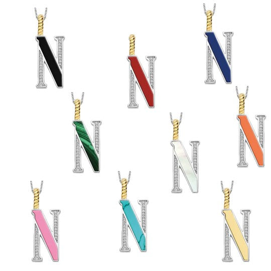 Ti Sento Sterling Silver 18 Gold Plated MOP Letter N Necklace