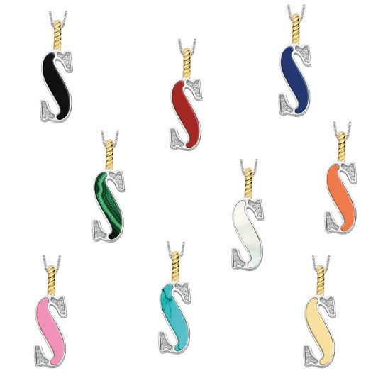 Ti Sento Sterling Silver 18 Gold Plated MOP Letter S Necklace