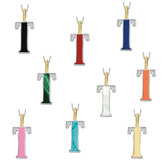 Ti Sento Sterling Silver 18 Gold Plated MOP Letter T Necklace