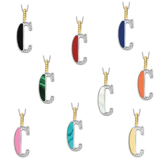 TI SENTO Sterling Silver 18 Gold Plated Letter C Necklace