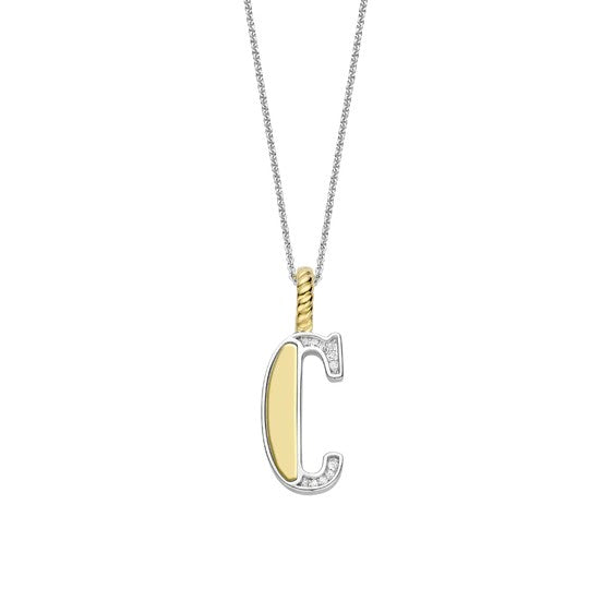 TI SENTO Sterling Silver 18 Gold Plated Letter C Necklace