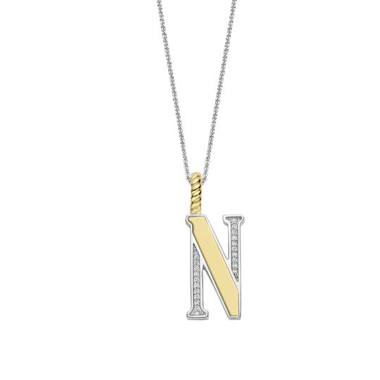 Ti Sento Sterling Silver 18 Gold Plated Letter N Necklace
