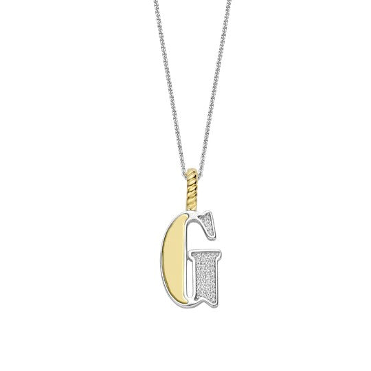 TI SENTO Sterling Silver 18 Gold Plated Letter G Necklace