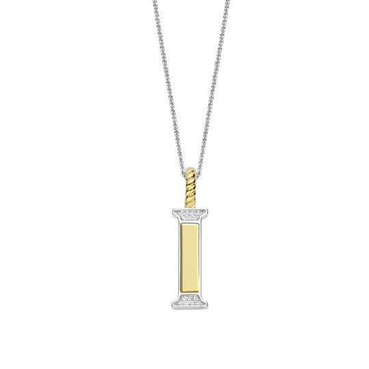 TI SENTO Sterling Silver 18 Gold Plated Letter I Necklace