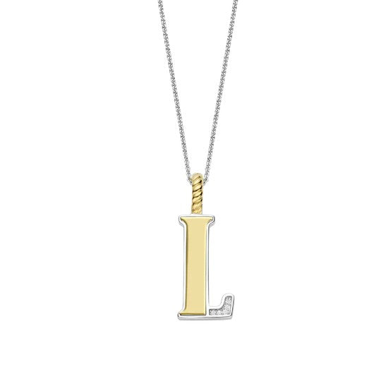 TI SENTO Sterling Silver 18 Gold Plated Letter L Necklace