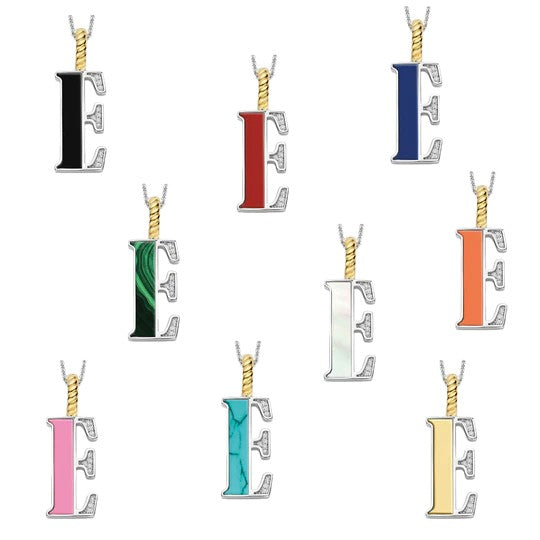 TI SENTO Sterling Silver 18 Gold Plated Letter E Necklace
