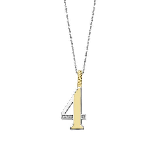 Ti Sento Sterling Silver 18 Gold Plated Number 4 Necklace