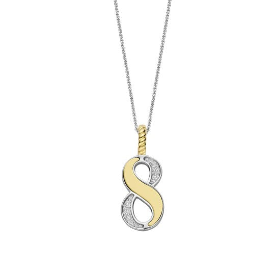 Ti Sento Sterling Silver 18 Gold Plated Number 8 Necklace