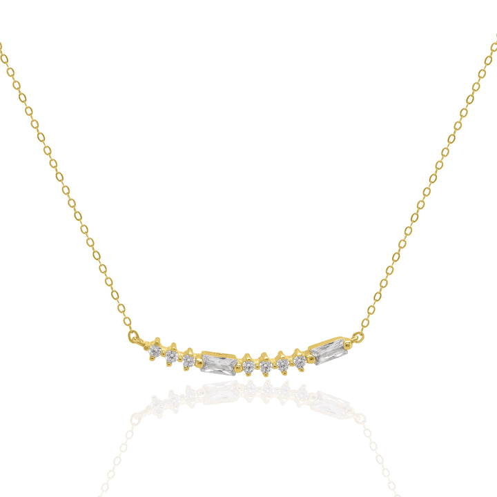 Graziella Sterling Silver Gold Vermeil 18 Cubic Zirconia Morse Code ILU Necklace