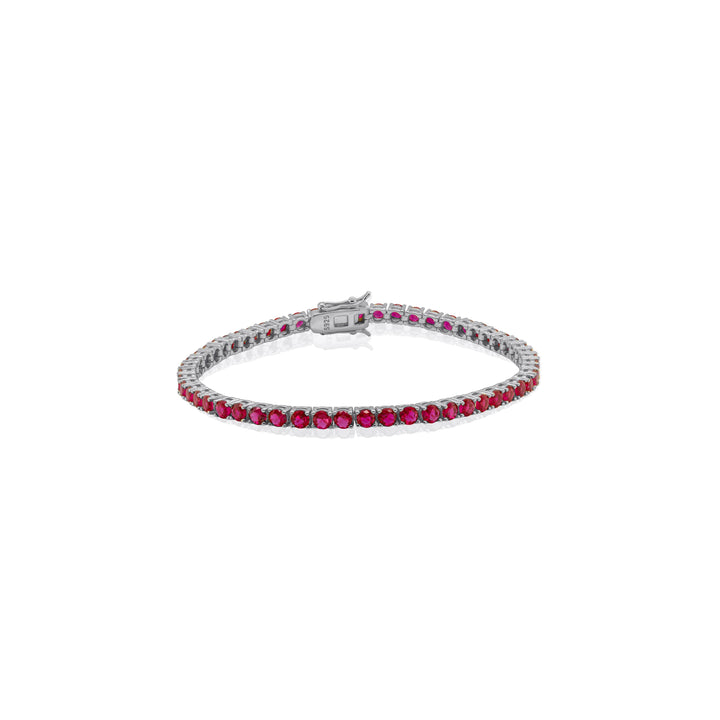 Graziella Sterling Silver 7 7.00CTW Lab-Grown Ruby Tennis Bracelet