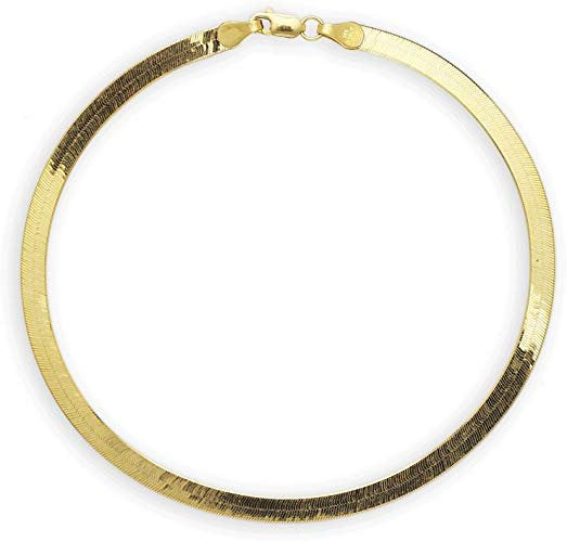 Graziella Sterling Silver Gold Vermeil 10 3.5mm Herring Bone Anklet Bracelet