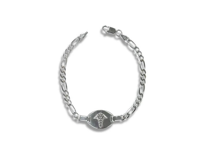 Graziella Sterling Silver 7.5" Medical Alert Bracelet.

Plate Dimens