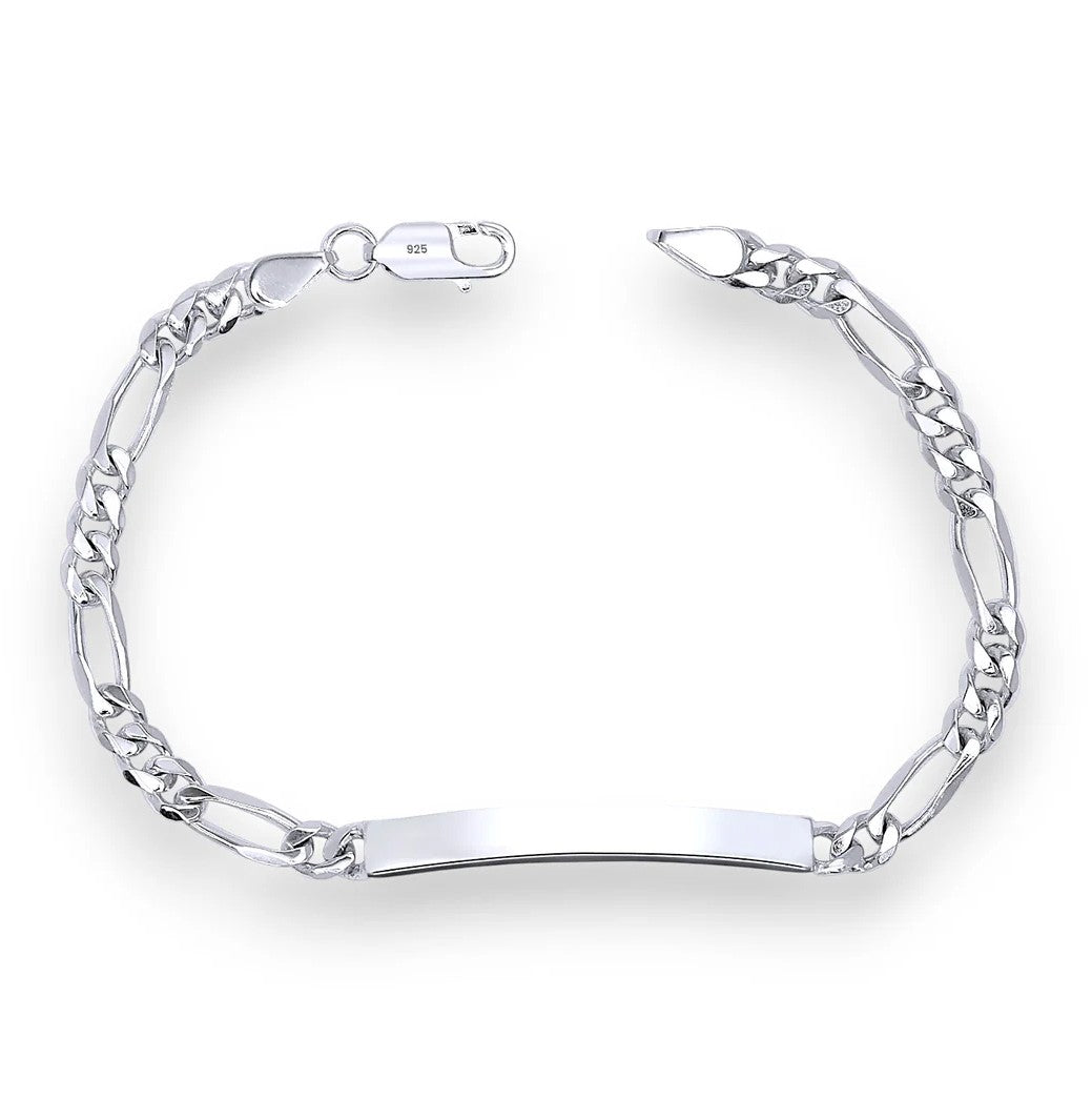 Graziella Sterling Silver 7.5" Figaro Link Chain ID Bracelet.