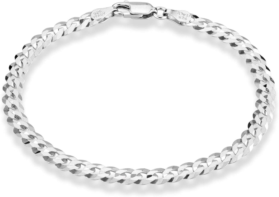 Sterling Silver 8" 4.8mm Curb Link Bracelet.