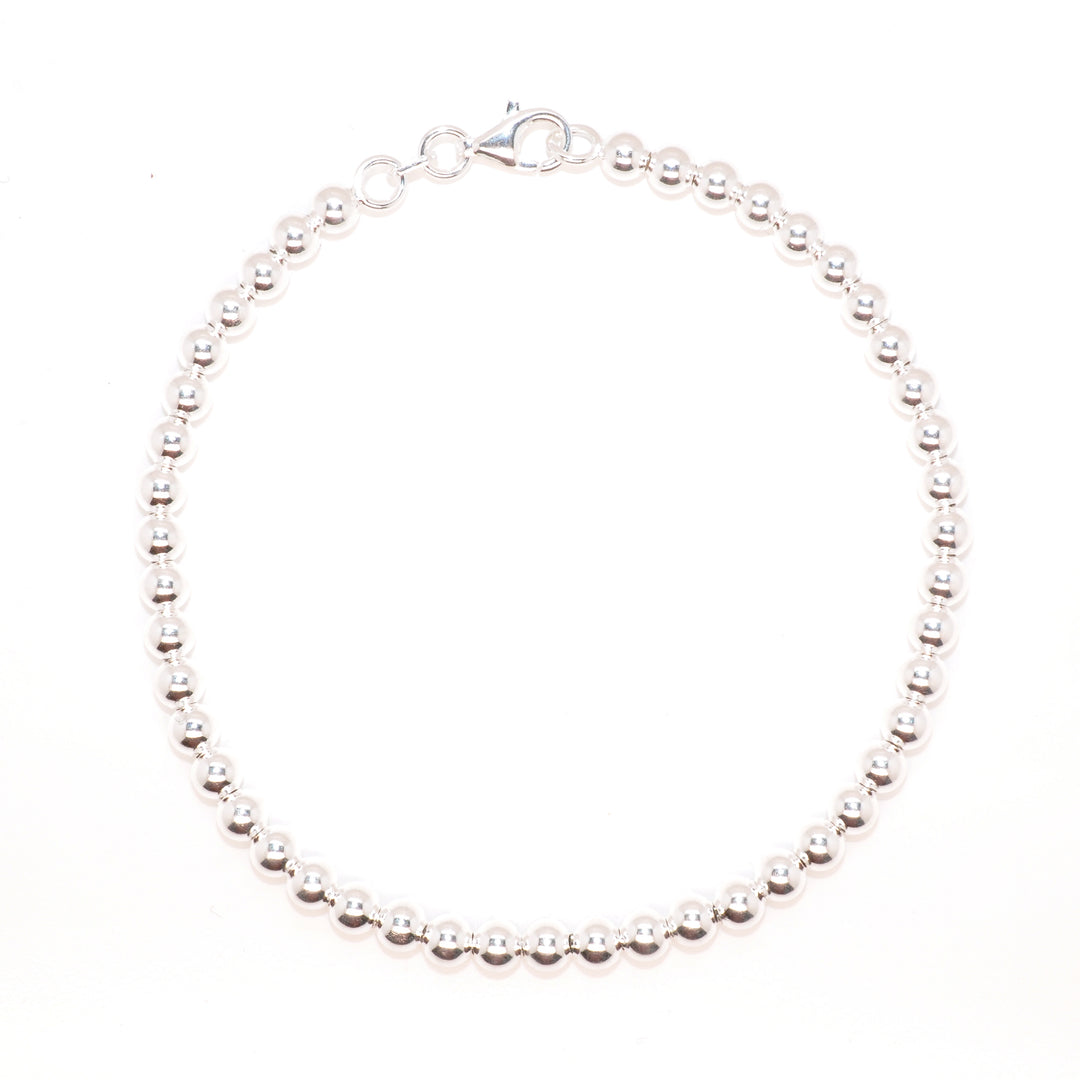 Sterling Silver 7.5" 3mm Bead Bracelet.