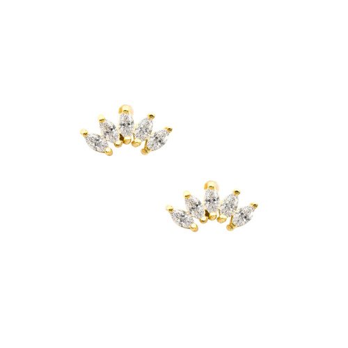 Sterling Silver Marquise Halves Stud Earrings