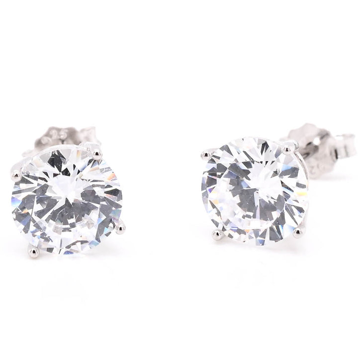 Graziella Sterling Siver Round Cubic Zirconia 8mm Stud Earrings
