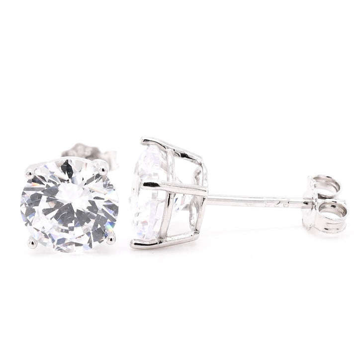 Graziella Sterling Siver Round Cubic Zirconia 8mm Stud Earrings