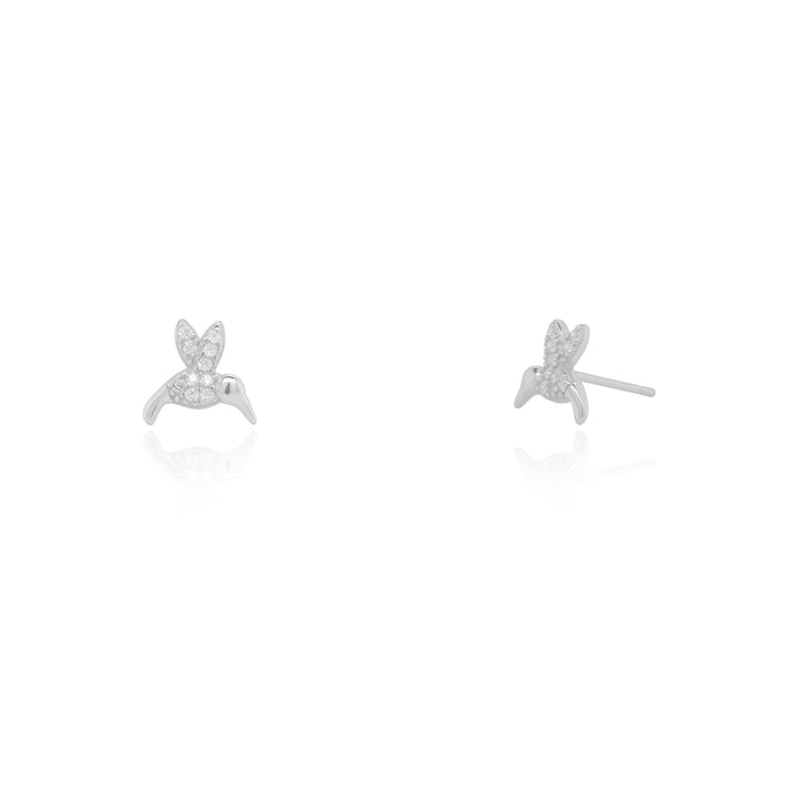 Graziella Sterling Silver C.Z Hummingbird Stud Earrings.