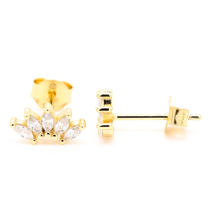 Sterling Silver Marquise Halves Stud Earrings