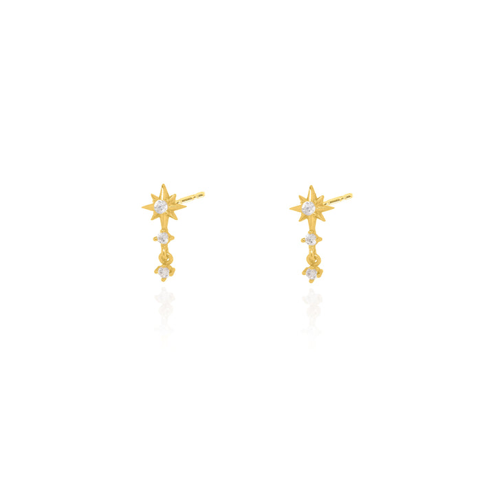 Graziella Sterling Silver Gold Vermeil C.Z Starburst Stud Earrings.