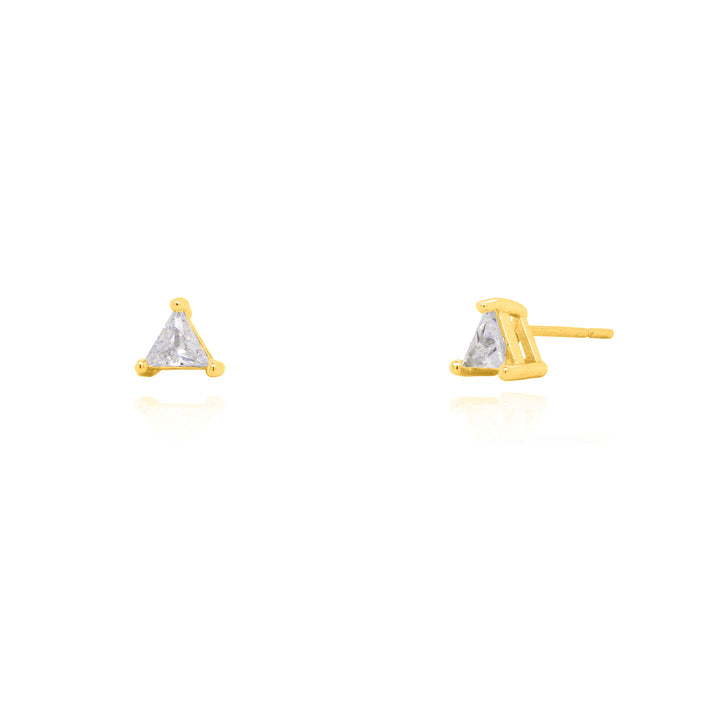 Graziella Sterling Silver C.Z Triangle Stud Earrings.