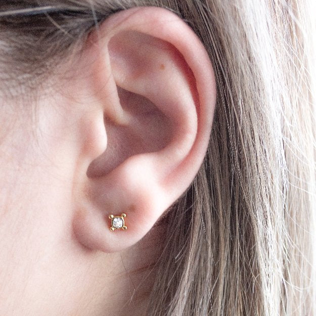 Graziella Sterling Silver Cubic Zirconia Stud Earrings