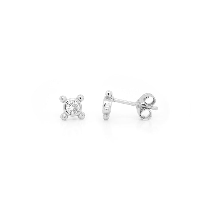 Graziella Sterling Silver Cubic Zirconia Stud Earrings