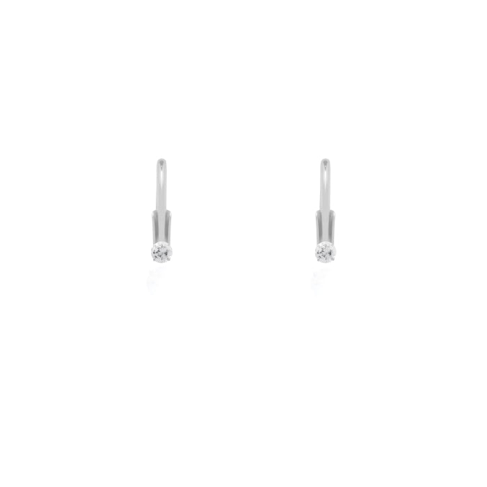 Graziella Sterling Silver 4mm Round Brilliant Leverback Earrings.
